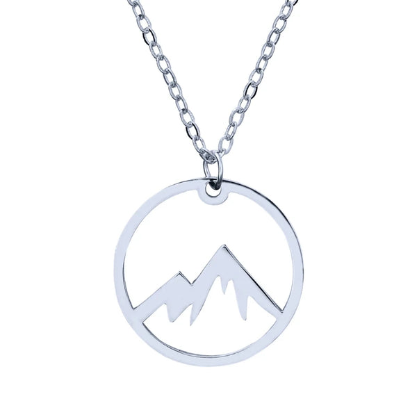 Stainless Steel Snowy Mountain Necklace Natural Mountain Pendant for Women Nature Lovers Skiers Hikers Campers Jewelry