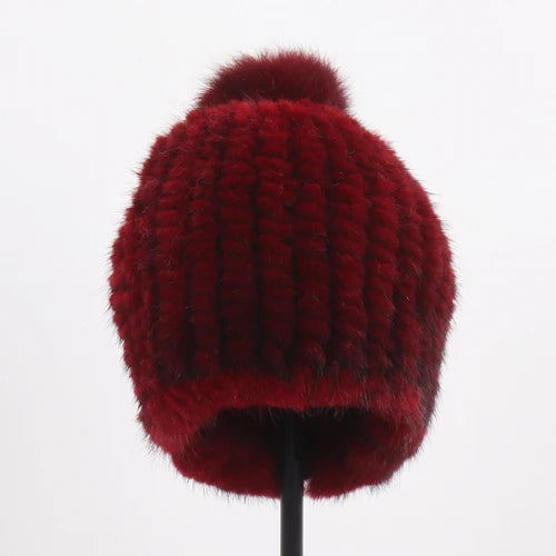 SKENXKE Pom Pom Beanie Hat - Women's