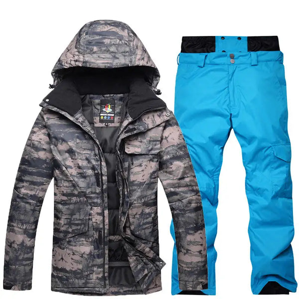 ARCTIC QUEEN Ensemble veste et pantalon de snowboard mixte camouflage pour hommes