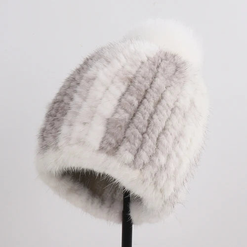 SKENXKE Pom Pom Beanie Hat - Women's