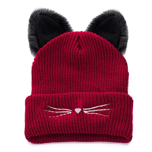 EXPOMPU Knitted Cat Beanie With Ears
