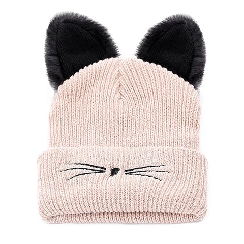 EXPOMPU Knitted Cat Beanie With Ears