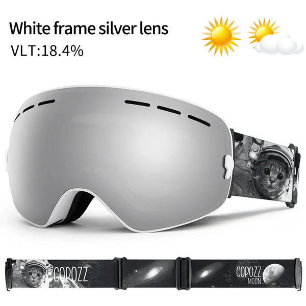 COPOZZ Märke Dammärke Skidglasögon Snowboardglasögon Glasögon För skidåkning UV400 Skydd Snöglasögon Anti-dimma Skidmask Glasögon