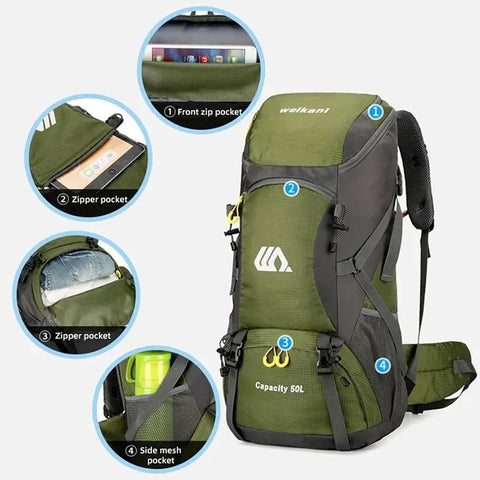 WEIKANI 50L Multi-Purpose Waterproof Backpack