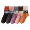 5 Pairs Women Wool Socks Animal Cat Owl Pattern Winter Crew Socks Soft Thick Warm Casual Wool Socks Mid Calf