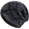 Warm Knit Grid Pattern Ski Beanie