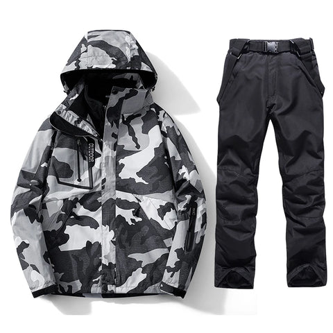 OUTDOOR Guys Camouflage Mixed Snowboarding Jacket Pants Set