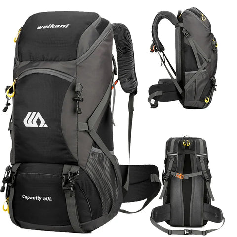 Mochila impermeable multiusos de 50 litros.