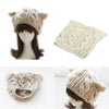 Women Devil Horns for Cat Ear Winter Beanie Crochet Braided Knit Ski Wool Cap Ha