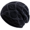 Warm Knit Grid Pattern Ski Beanie