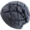 Warm Knit Grid Pattern Ski Beanie