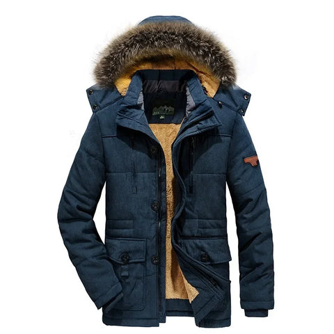 LASTOCEAN Mens Fur Lined Coat With Fur Hood