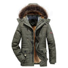 LASTOCEAN Mens Fur Lined Coat With Fur Hood