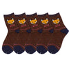 5 paires de chaussettes en laine pour femmes, motif Animal chat hibou, chaussettes d'équipage d'hiver, douces, épaisses et chaudes, décontractées, mi-mollet