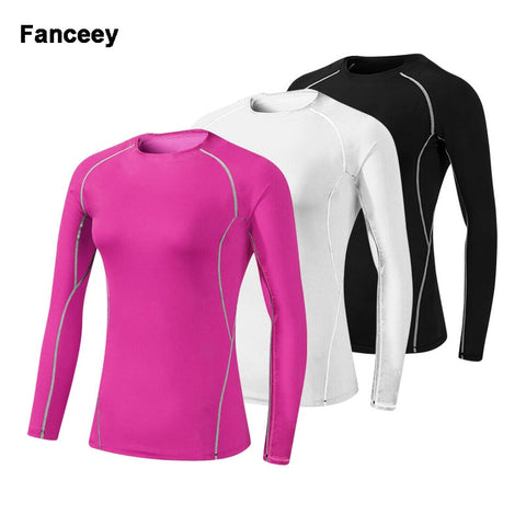 FANCEEY T-shirt de compression à manches longues pour femme