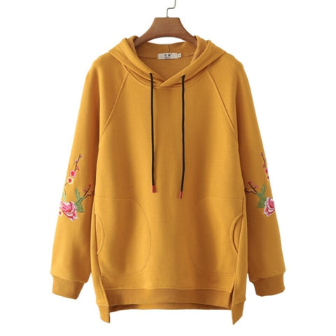 BISENMADE Floral Embroidered Hoodie - Women's