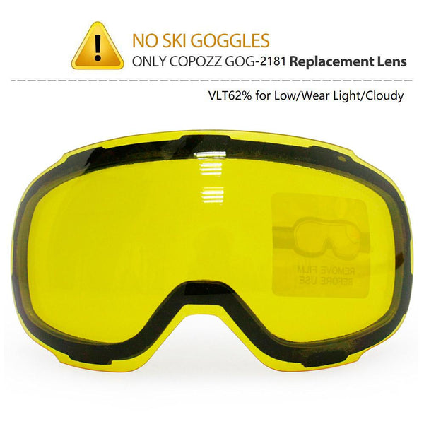 COPOZZ GOG-2181 Lente Reemplazo de lente magnética nocturna con brillo amarillo para gafas de esquí