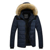 COVRIGE Mens Fur Hooded Quilted Parka Down Jacket