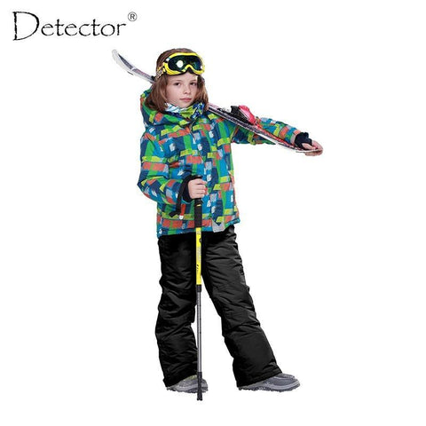 Detector de chaqueta y pantalón de esquí para niña, traje de esquí cálido  de invierno a