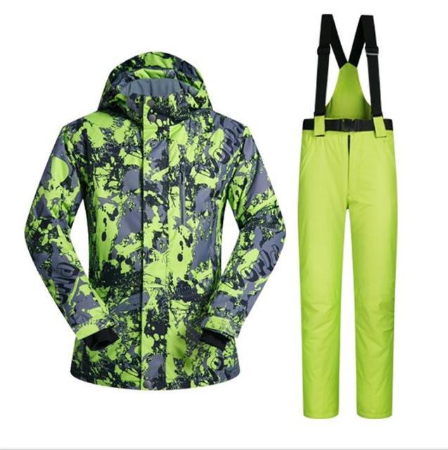 Tuta Sci Uomo Invernale Antivento Impermeabile Calore Giacche Neve e  Pantaloni Tute Sci e Snowboard LVDT Green G 3XL : : Moda