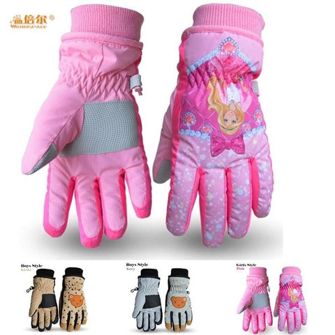 POWERPAI Ski Snowboard Cartoon Gloves - Kid's