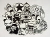 Black & White Snowboard Stickers Pack (60 Pieces)