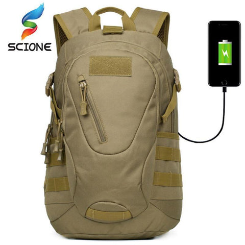 SCIONE 30L حقيبة نايلون رياضية مقاومة للماء مع شحن USB خارجي