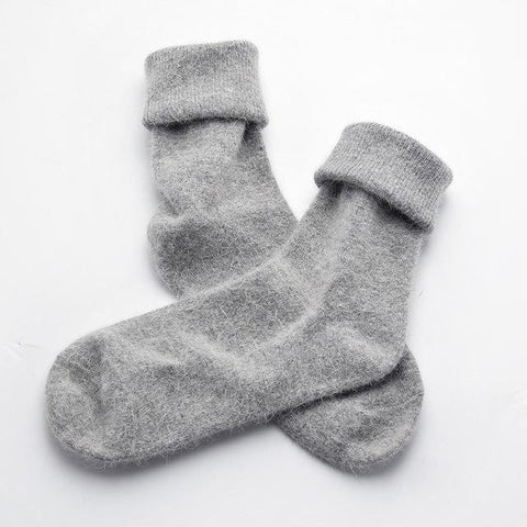Толстые шерстяные носки из ангорского кролика и мериноса - женские
