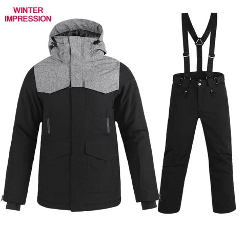 WINTER IMPRESSION Mens Brushed Grey & Black Snowboarder Jacket / Pants